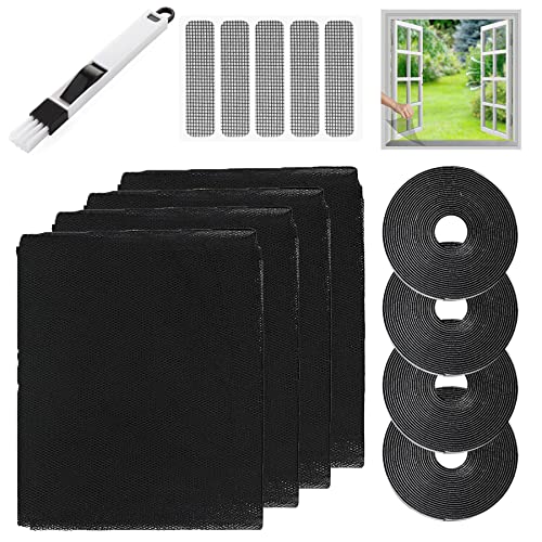 Fliegengitter Fenster Insektenschutz 130 * 150 cm Mückennetz Netz Fliegennetz, Upgrade-Aktualisierung Insektengitter Fenster (Schwarz (Bienenwabe), 130 * 150cm | 4 Stück) von Jacsunco