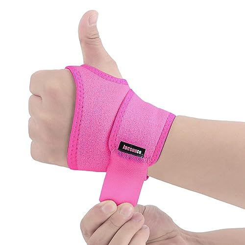 Handgelenk Bandagen, Kompressionsbandage zur Schmerzlinderung, Handgelenkstütze für Sport, Fitness, Kraftsport und Alltag, Wrist Wrap für Damen und Herren, Passend für Links und Rechts Hand (Rosarot) von Jacsunco