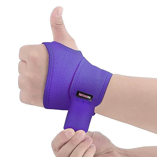 Handgelenk Bandagen, Kompressionsbandage zur Schmerzlinderung, Handgelenkstütze für Sport, Fitness, Kraftsport und Alltag, Wrist Wrap für Damen und Herren, Passend für Links und Rechts Hand (Violett) von Jacsunco