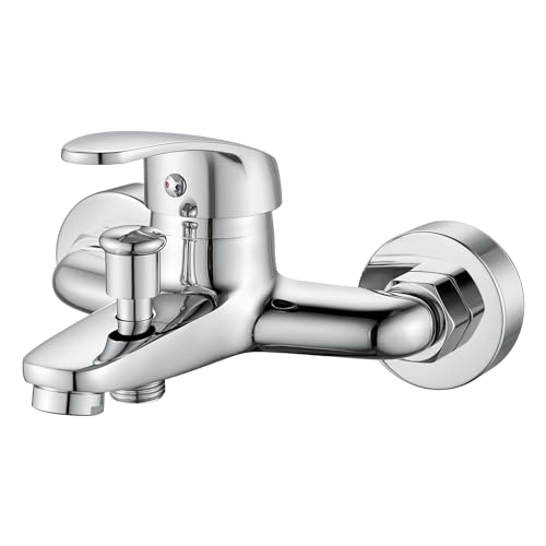 Jacurley Badewannenarmatur Wandmontage, Mischbatterie Badewanne Aufputz, Mischbatterie Dusche Einhebel Wasserhahn Badewanne, 1/2 Zoll Brauseabgang, Chrom von Jacurley