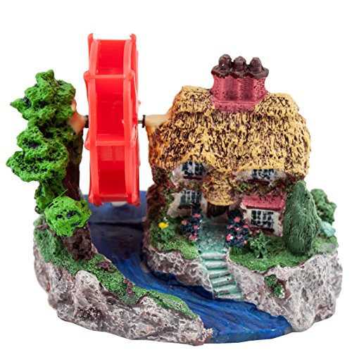 JAD CW-188 dekorativer Luftausströmer Aquarium Haus Mühle Wassermühle Deko 13x8x8cm mit Anschluss für Membranenpumpe / für Luftpumpe von Jad