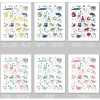 Alphabet Wandkunst Tierbuchstaben in Marine Und Grün | Verschiedene Größen Alphabet Wandkunst Tierbuchstaben in Marine Und Grün | Verschiedene Größen von JadeForestDecor