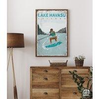 Petrol Lake Havasu Poster, Personalisierte Retro-Wake-Boarding-Kunst, Outdoor-Geschenk Für Sie, Vintage Wakeboard-Schild, Bauernhaus-See-Kunst {Vpl} von JadeForestDecor