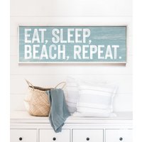 ""Eat, Sleep, Beach, Rapport"" Schild Für Beach House" > ""Küstenblaue"" Wandbild, Lustiges Geschenk Makler Oder Gastgeberin, Verwittertes von JadeForestDecor