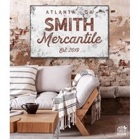 Mercantile Wandbehang Rustikales Rot Und Weiß - Personalisiertes Geschenk Mercantile Wandbehang Rustikales Rot Und Weiß - Personalisiertes Geschenk von JadeForestDecor