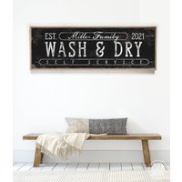 Schwarzes Wash & Dry Schild Rustikale Waschküche Deko Individuelles Bauernhaus Poster Extra Großer Metalldruck {Svb} von JadeForestDecor