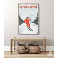 Ski Haus Deko Leinwand Personalisierte Kunst Für Skihütte Individuelles Schild | Seven Springs, Pennsylvania Kunst {Vpw} von JadeForestDecor