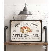 Vintage Apple Orchard Zeichen Personalisiertes Geschenk Für Mama Antike Ernte Bauernhaus Dekor Anpassbare Herbst Dekoration Apfel Wand Kunst von JadeForestDecor