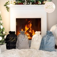 Weihnachtsgeschenk Geschenksack Personalisierte Tasche Mit Namen Samt Glitzer Gold Silber Urlaub Santa Vorabend Boxing Day Junge Mädchen Rosa Blau von JadedDesignsUK