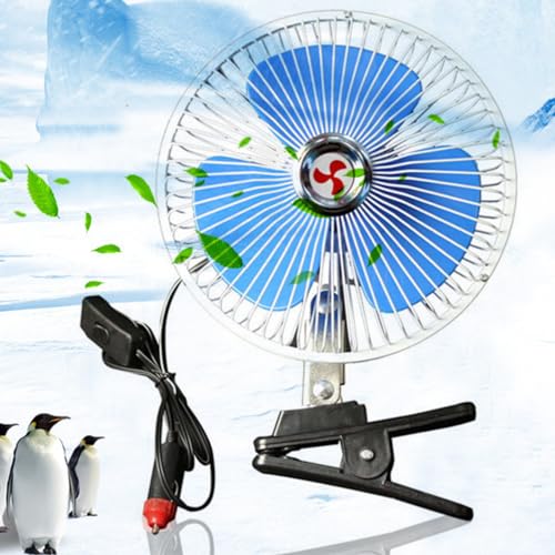 Auto Ventilator Mini-Lüfter, Jadeshay 12V 25W Clip-On Kfz Lüfter Oszillierender Lüfter 180 Grad Drehung Auto Fan Ventilator Geräuscharm Für Auto Lastwagen Booten von Jadeshay