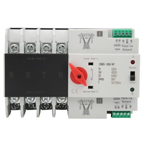 Jadeshay Automatischer Transferschalter, Umschalter 4 P Dual Power Umschalter Notstrom Leistungsschalter Umschalter ZGQ5-100/4P 400V von Jadeshay