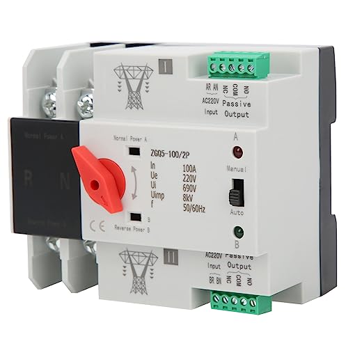 Jadeshay Dual Power Automatischer Transferschalter, Übertragungsschalter Unterbrechungsfreier 2 Wege Controller, ZGQ5-100/2P 220V von Jadeshay