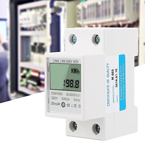 Energiezähler KWh-5-80A DDM15SC Digitaler Stromzähler LCD-Digitalanzeige Einphasiger DIN-Schienen-Elektronik-Energie-KWh-Zähler von Jadeshay