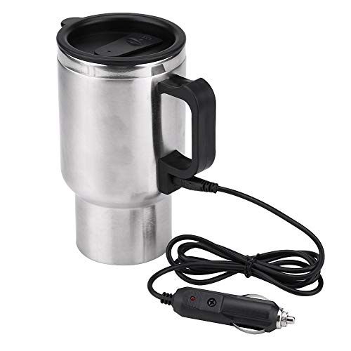 Elektro-Isolierflasche - 12V 65 ℃ Auto Wasserkocher Becher Reise-Edelstahl-Heizung Cup for Kaffee, Tee, 450ml von Jadeshay