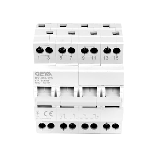 GEYA 4P 63A Dual Power Manual Transfer Switch 35mm Din Rail Mount Trennschalter 400VAC von Jadeshay