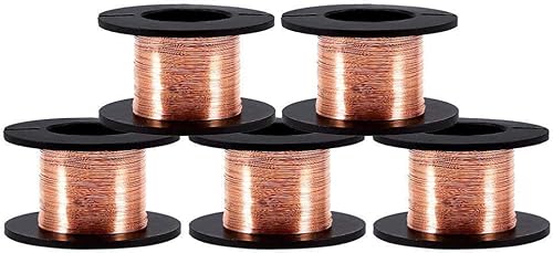 Jadeshay 15m Draht Kupfer, 5 Stück 0,1 mm Kupferdrähte Lackdraht Kupfer Wicklungsdraht Emaillierter Reparaturdraht Länge 15m von Jadeshay