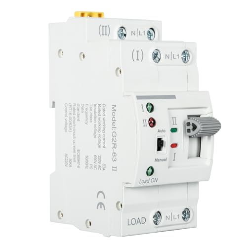 Jadeshay Automatischer Transferschalter, G2R 2P 63A ATS Dual Power Netzumschalter Elektrische Lasttrennschalter, Din Schiene 220V von Jadeshay