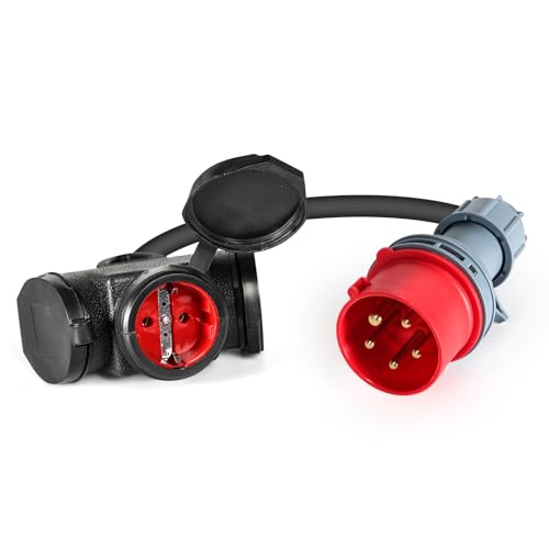 Jadeshay Starkstromkabel 16A, CEE Stecker 16A 400V auf 3x230V Kupplung 3x2,5mm² Camping Kabel Starkstrom Verlängerungskabel von Jadeshay