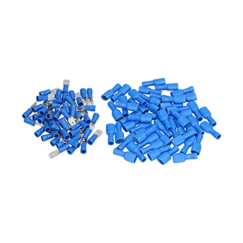 Jadeshay Crimp-Anschlüsse 100 Stück Flachstecker Männlich Weiblich Isolierter Anschluss 16‑14 AWG Zubehörset Kit Blau von Jadeshay