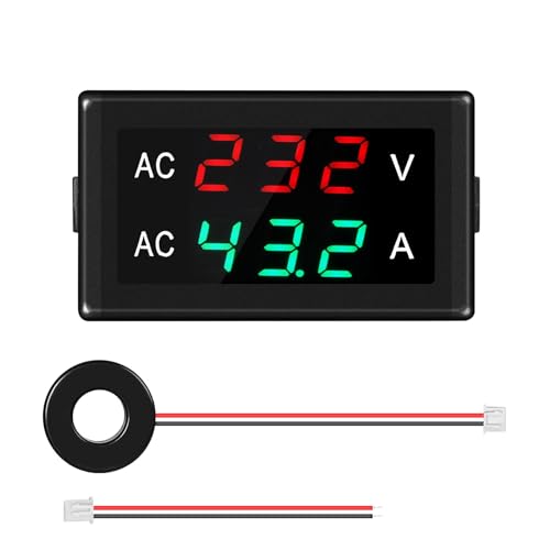 Jadeshay Digital Voltmeter Amperemeter, AC Voltmeter Amperemeter 0-120A Strommessgerät LED Digitalanzeige Spannungsstrommesser mit Transformator AC50-500V von Jadeshay