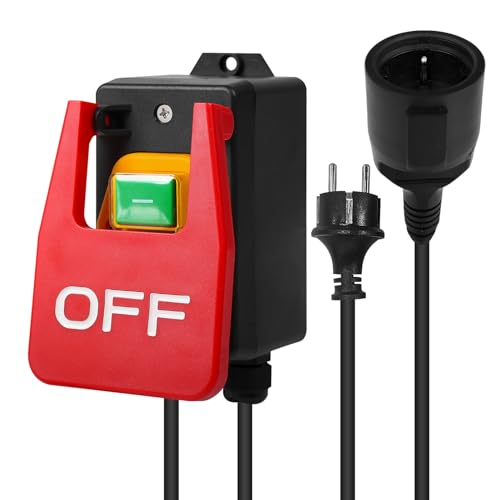 Jadeshay Einphasiger EIN/AUS-Schalter 220 V 16 A Sicherheits-NVR-Schalter mit Steckdose, Notfall-Drucktastenschalter, EU-Stecker, elektromagnetischer Schalter for schnelles Ausschalten von Jadeshay