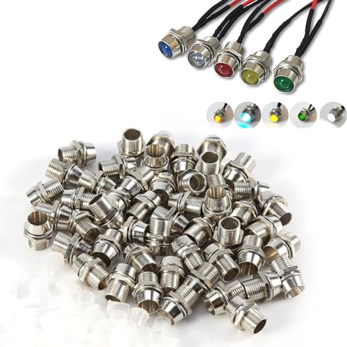 Jadeshay LED Fassung, 50 STK. Silberfarbe 5MM LED Halterung Halter/Sockel für Leuchtdioden Lampenfassung Panel-Gewindemontagegröße 8mm von Jadeshay