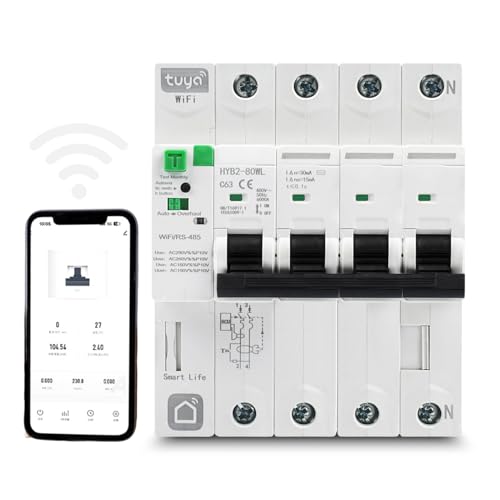 Jadeshay Fi Schutzschalter 63A 30ma 4 Polig, Sicherungsautomat Smart Wifi Leistungsschalter Wiedereinschaltender Leckage Über- und Unterspannungsschutz, TUYA Smart Life APP-Fernbedienung Jadeshay Fi Schutzschalter 63A 30ma 4 Polig, Sicherungsautomat Smart Wifi Leistungsschalter Wiedereinschaltender Leckage Über- und Unterspannungsschutz, TUYA Smart Life APP-Fernbedienung von Jadeshay
