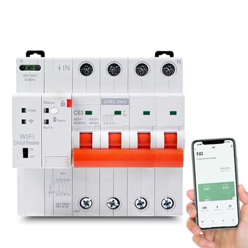 Jadeshay Fi Schutzschalter 63A Fi Schalter 4 Polig Automatische Wiedereinschaltvorrichtung Leistungsschalter Tuya Smart Wlan Zeitschaltuhr Hutschiene Mit Kurzschluss-/Über-/Unterspannungsschutz 400VAC Jadeshay Fi Schutzschalter 63A Fi Schalter 4 Polig Automatische Wiedereinschaltvorrichtung Leistungsschalter Tuya Smart Wlan Zeitschaltuhr Hutschiene Mit Kurzschluss-/Über-/Unterspannungsschutz 400VAC von Jadeshay