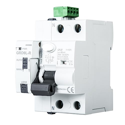 Jadeshay Fi Schutzschalter mit Automatische Wiedereinschaltung, Intelligenter Leistungsschalter GRD9L-R RCCB Leistungsschalter AC Typ Fi Schutzschalter 40A 30mA 2P von Jadeshay