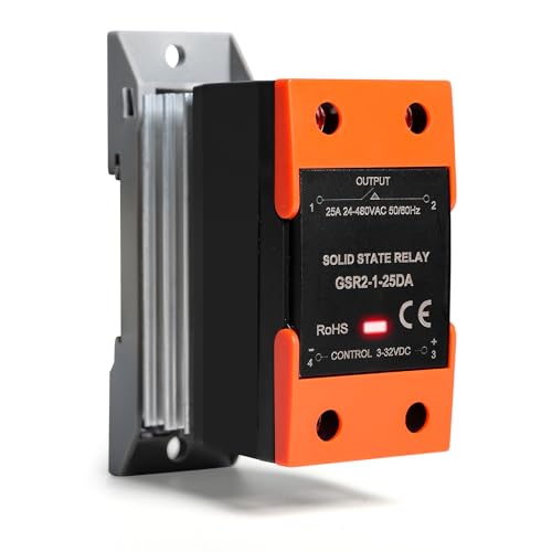 Jaedshay Halbleiterrelais, Solid State Relais 24V Einphasiges Halbleiterrelais Eingang 3-32V DC Ausgang 24-380VAC Einphasige SSR Relais mit kühlkörper(GSR2-1-25DA) von Jadeshay