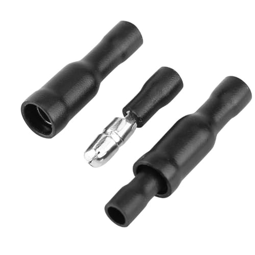 Jadeshay Kabelschuhe set, 50 Stück Male & Female isolierter elektrischer Steckverbinder Crimp-Rundklemme für 0.5-1.5mm²(Schwarz) von Jadeshay