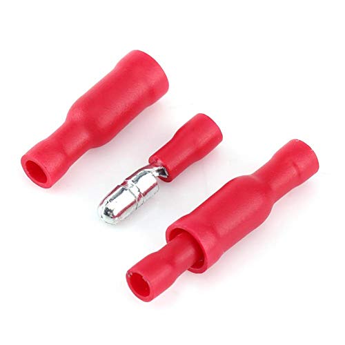 Klemmen 50 Stück Buchse und Stecker isolierter elektrischer Steckverbinder Crimp-Rundklemme für 0,5 bis 1,5 mm²(rot) von Jadeshay