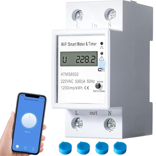 Jadeshay LCD Digitaler Stromzähler Hutschiene 2P AC100-240V Wechselstromzähler 1 Phasig KWh Zähler Strom Stromverbrauch Monitor Meter Energiemonitor Mit Tuya WiFi Fernbedienung, Sprach-App-Steuerung Jadeshay LCD Digitaler Stromzähler Hutschiene 2P AC100-240V Wechselstromzähler 1 Phasig KWh Zähler Strom Stromverbrauch Monitor Meter Energiemonitor Mit Tuya WiFi Fernbedienung, Sprach-App-Steuerung von Jadeshay
