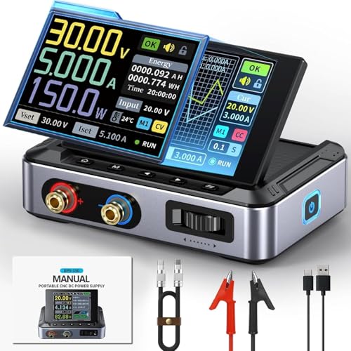 Jadeshay Labornetzteil, Labornetzgerät Regelbar 0-30V 0-5A Labor Netzteil Regelbar mit 2.8 Zoll IPS-Farbbildschirm, PD/QC/DC-Eingang, Konstantspannungs- und Konstantstromausgang von Jadeshay