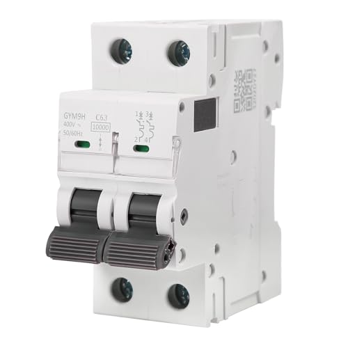 Jadeshay Leitungsschutzschalter 63A, GYM9H Miniaturschutzschalter 2P Sicherungsautomat MCB Leistungsschalter AC 400V C-Kurve 10KA Ausschaltvermögen von Jadeshay