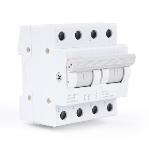 Jadeshay Manueller Transferschalter, Umschalter 2 Polig 125A Lasttrennschalter Dual Power Manual Transfer Isolating Switch Interlock Schutzschalter DIN-Schienenmontage(2P 400AC) von Jadeshay