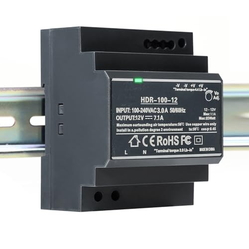 Jadeshay Hutschienen Netzteil 12V DC 7.1A 100W Hutschienen Schaltnetzteil DIN Schienen Netzteil Transformator für Industrielle Automatisierungsgeräte HDR-100-12 von Jadeshay