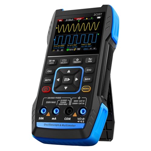 Jadeshay Oscilloscope, 2C53T Handoszilloskop 2 Kanal Oszilloskop Multimeter Tragbarer Signalgenerator mit 2 × 50 MHz Bandbreite, 250 MSPS Abtastrate, Datenexport von Jadeshay