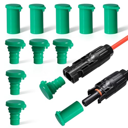 Jadeshay PV-Stecker Staubschutzkappen, 10 Paar Silikon Staubdicht Wasserdicht Kappe Stecker Solarpanel Anschlusskappen für Solar Inverter PV Stecker (Size : Green) von Jadeshay