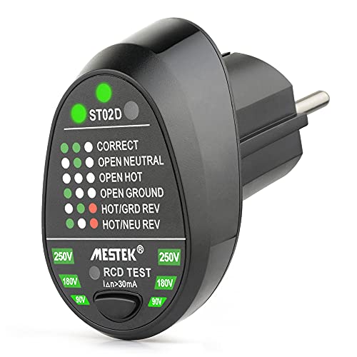 Jadeshay RCD-Steckdosentester, Steckdosentester mit RCD-Prufung Automatischer Neutraler Live-Erdungsdraht Testkreis Polaritätsdetektor Steckdosenprüfer(EU Plug) von Jadeshay