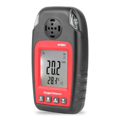 Jadeshay Sauerstoffdetektor, O2-Monitor WT8821 0~25% VOL Sauerstofftester Analysator Handheld Tragbarer CO2 Messgerät LCD-Anzeige Luftqualitätsmessgerät für Labor, öffentliche Plätze von Jadeshay