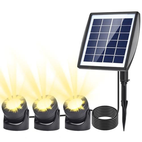 Jadeshay Solar Teichbeleuchtung, 6V 2W Polykristallines Solarpanel Tauchstrahler Solar Unterwasserstrahler mit 1W 3 Lampen wasserdichter Landschaftsstrahler for Gartenteich von Jadeshay