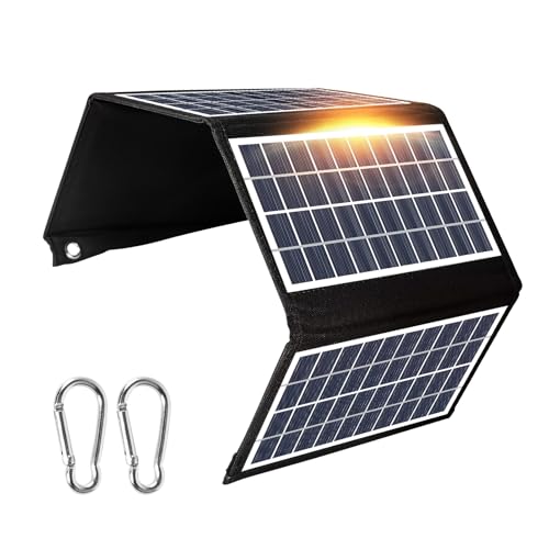 Jadeshay Solarpanel, tragbares Solarpanel faltbares Solarpanel 5 V, Dual USB Ausgang, tragbare Solarmodule solarladegerät für Handy Camping (20W) von Jadeshay