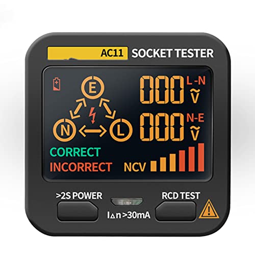 Jadeshay Steckdosentester AC11 Steckdosenprüfgerät Smart Digital Voltage Outlet Tester und LCD-Voltage-Display AC110-250V(EU Plug) von Jadeshay