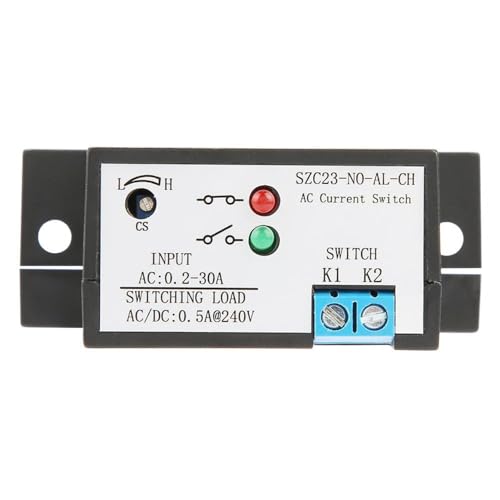 Jadeshay Strommessschalter AC240V 0.2-30A Einstellbarer AC-Stromerfassungsschalter Stromsensor Schalter Stromerkennung Alarmmodul SZC23-NO-AL-CH Normalerweise offener Strommessschalter von Jadeshay