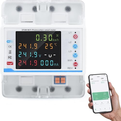 Jadeshay Stromzähler 3 Phase 4P 100A Drehstromzähler 3 Phasen Wlan Smart Meter Tuya WiFi Smart Circuit Breaker Über Unterspannungsschutz, Intelligenter Leistungsschalter mit Mehrfachschutz 380VAC(01) von Jadeshay