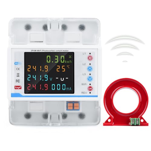 Jadeshay Stromzähler 3 Phase 4P 100A Drehstromzähler 3 Phasen Wlan Smart Meter Tuya WiFi Smart Circuit Breaker Über Unterspannungsschutz, Intelligenter Leistungsschalter mit Mehrfachschutz 380VAC(02) von Jadeshay
