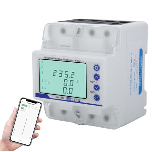 Jadeshay Stromzähler 3 Phasen drehstromzähler Tuya Smart Meter Intelligenter Leistungsschalter Wlan stromzähler für balkonkraftwerk mit Über-Unterspannungsschutz 4P 100A 380VAC von Jadeshay