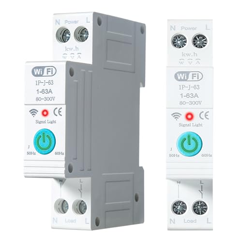 Jadeshay Timer WiFi Smart Switch Leistungsschalter Relais DIN-Schiene Smart Energy Monitor Meter 1P 63A, Fernbedienung durch Tuya APP, Überspannungsschutz-Relaisschalter von Jadeshay