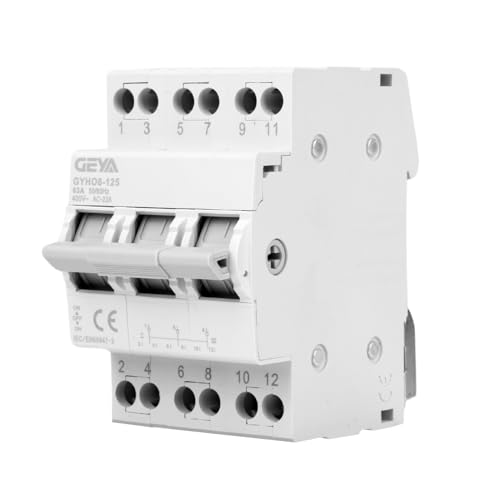 Jadeshay Transferschalter, Umschalter 3 Polig Lasttrennschalter 63A Manueller Transferschalter Notstrom Umschalter 240V AC, 35 mm Din-Schienenmontage von Jadeshay